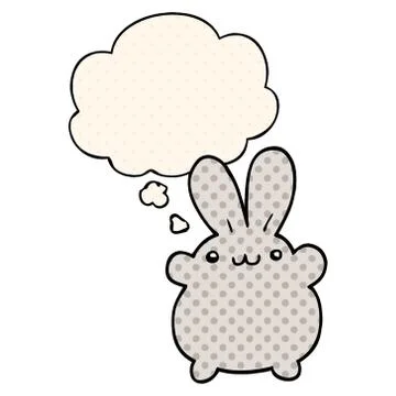 Cartoon rabbit and thought bubble in comic book style Stock Illustration