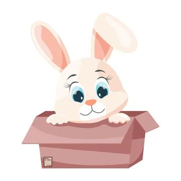 Cartoon rabbit in a box. Stock Illustration