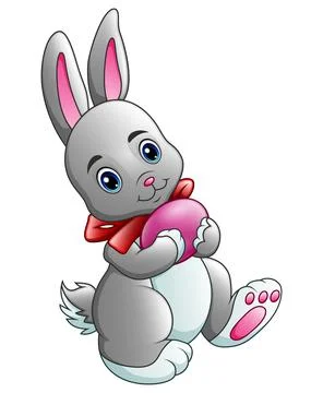 Cartoon rabbit carrying easter egg Stock Illustration