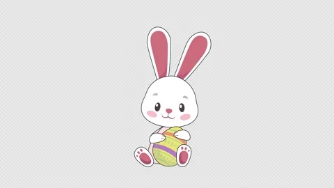 Cartoon RABBIT easter seamless loop alpha channel green screen transparent Stock Footage 270298489