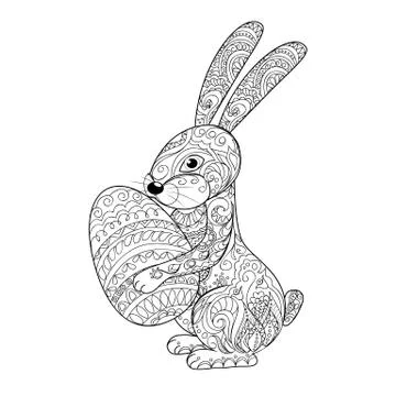 Cartoon rabbit with egg Stock Illustration