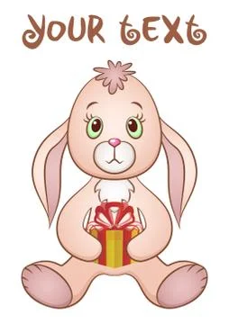 Cartoon Rabbit with Gift Box Stock Illustration