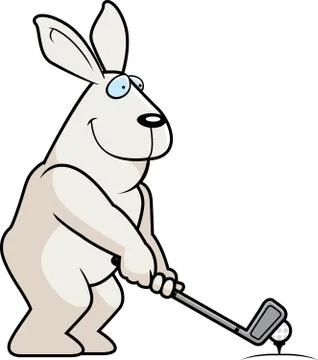 Cartoon rabbit golfing Stock Illustration