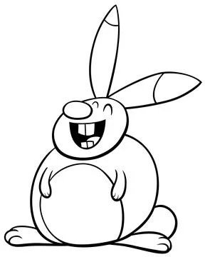 Cartoon rabbit or bunny comic animal character coloring page Stock Illustration