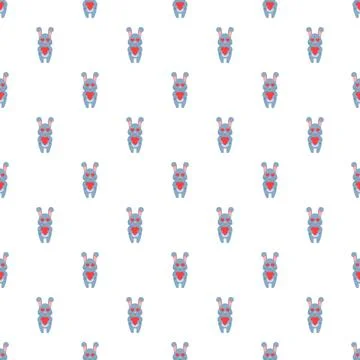 Cartoon rabbit pattern holding heart for love background Illustrazione stock