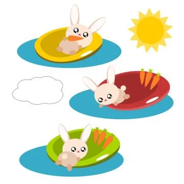 Cartoon rabbit in the pool illustration Stock Illustration