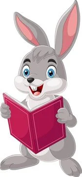Cartoon rabbit reading a book Stock Illustration
