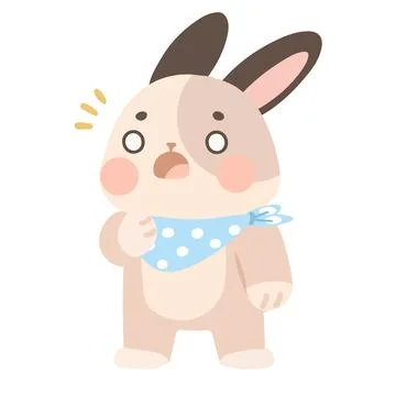 Cartoon Rabbit with Surprised Expression イラスト素材