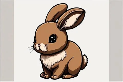 Cartoon rabbit with white background, bunny, Made by AI,Artificial intelligen Stock Illustration