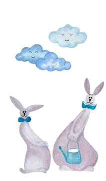 Cartoon rabbits set. Stock Illustration
