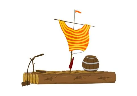 Cartoon raft. Stock Illustration