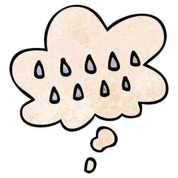 Cartoon rain and thought bubble in grunge texture pattern style Stock Illustration