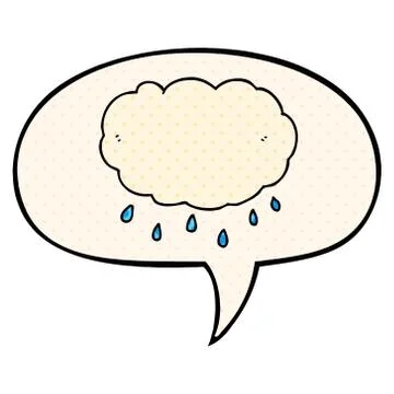 Cartoon rain cloud and speech bubble in comic book style Stock Illustration