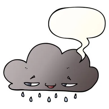 Cartoon rain cloud and speech bubble in smooth gradient style Stock Illustration