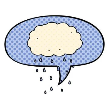 Cartoon rain cloud and speech bubble in comic book style Stock Illustration