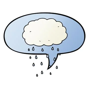 Cartoon rain cloud and speech bubble in smooth gradient style Stock Illustration