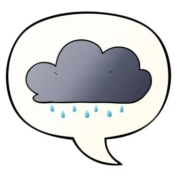 Cartoon rain cloud and speech bubble in smooth gradient style Stock Illustration