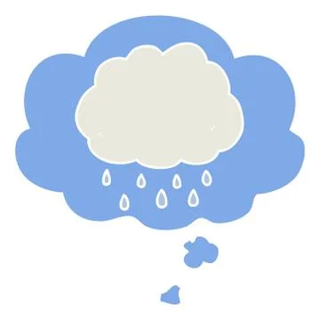 Cartoon rain cloud and thought bubble in retro style Illustrazione stock