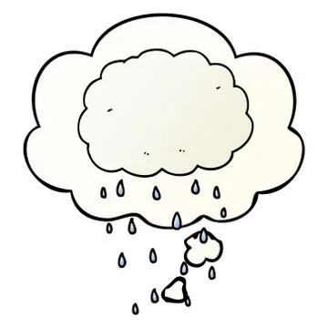 Cartoon rain cloud and thought bubble in smooth gradient style 스톡 일러스트