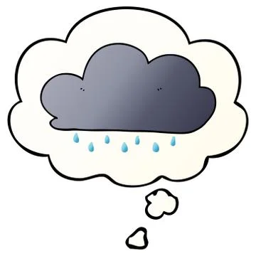 Cartoon rain cloud and thought bubble in smooth gradient style 스톡 일러스트