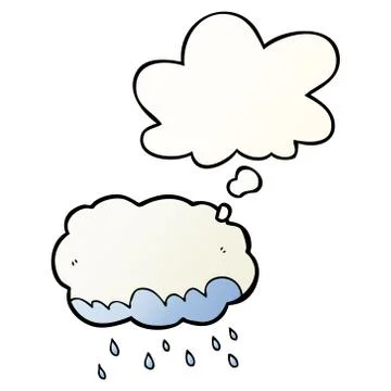 Cartoon rain cloud and thought bubble in smooth gradient style Illustrazione stock