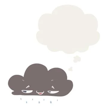 Cartoon rain cloud and thought bubble in retro style イラスト素材