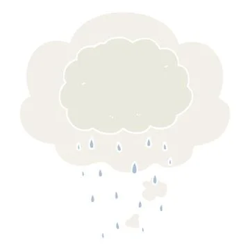 Cartoon rain cloud and thought bubble in retro style イラスト素材