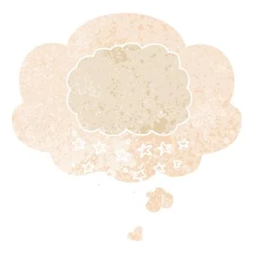 Cartoon rain cloud and thought bubble in retro textured style Illustrazione stock