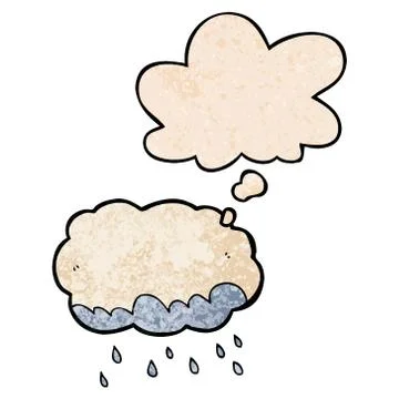 Cartoon rain cloud and thought bubble in grunge texture pattern style 스톡 일러스트