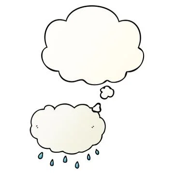 Cartoon rain cloud and thought bubble in smooth gradient style Stock Illustration