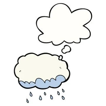 Cartoon rain cloud and thought bubble Stock Illustration