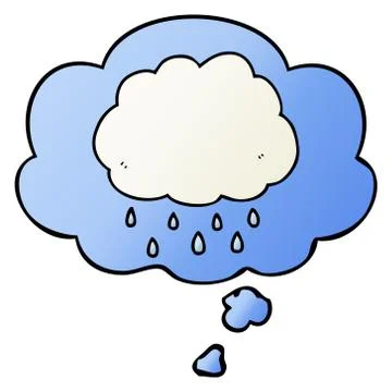 Cartoon rain cloud and thought bubble in smooth gradient style Stock Illustration