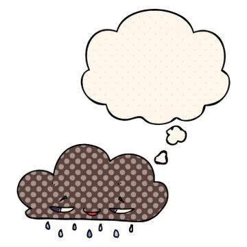 Cartoon rain cloud and thought bubble in comic book style 스톡 일러스트