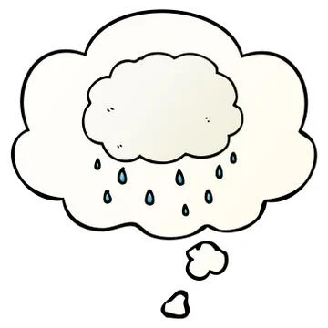 Cartoon rain cloud and thought bubble in smooth gradient style Stock Illustration