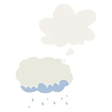Cartoon rain cloud and thought bubble in retro style Illustrazione stock