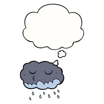 Cartoon rain cloud and thought bubble Illustrazione stock