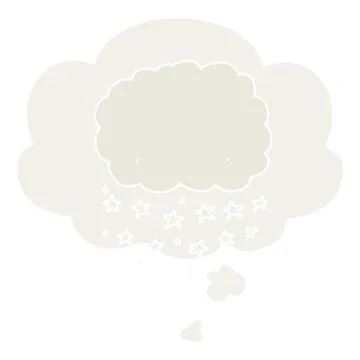 Cartoon rain cloud and thought bubble in retro style 스톡 일러스트
