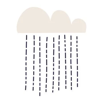 Cartoon rain cloud hand drawn illustration. Stock Illustration