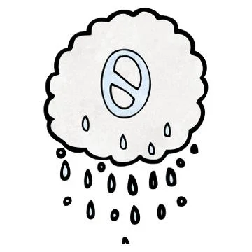 Cartoon rain cloud with number zero Stock Illustration