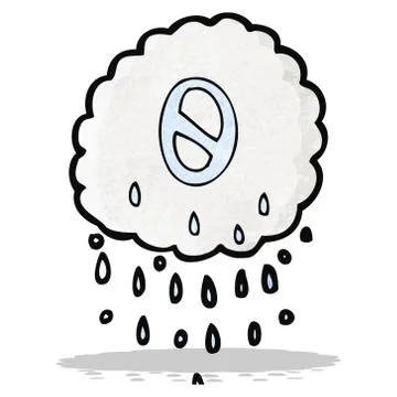 Cartoon rain cloud with number zero Stock Illustration