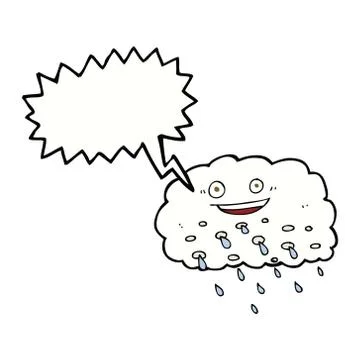 Cartoon rain cloud with speech bubble Illustrazione stock