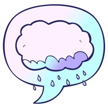 Cartoon rain cloud with speech bubble in smooth gradient style in bright ne.. Stock Illustration