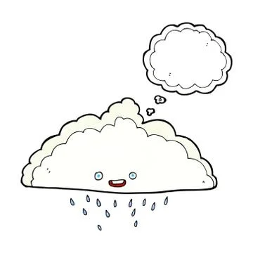 Cartoon rain cloud with thought bubble Stock Illustration
