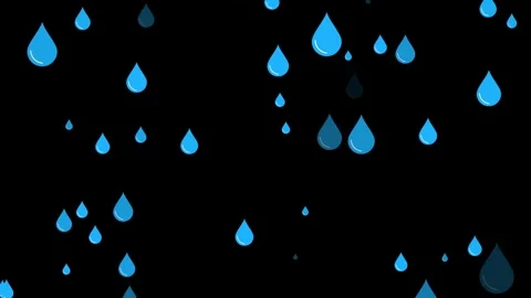 Cartoon rain falling looping animation overlay with blue drop precipitation Stock Footage 346514450