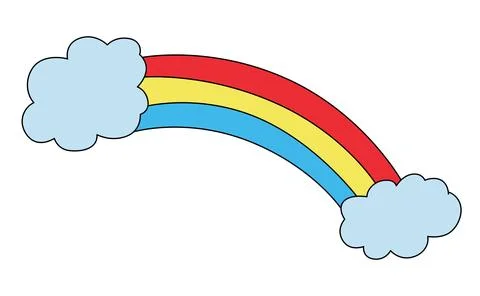 Cartoon rainbow and cloud on a white background Stock Illustration