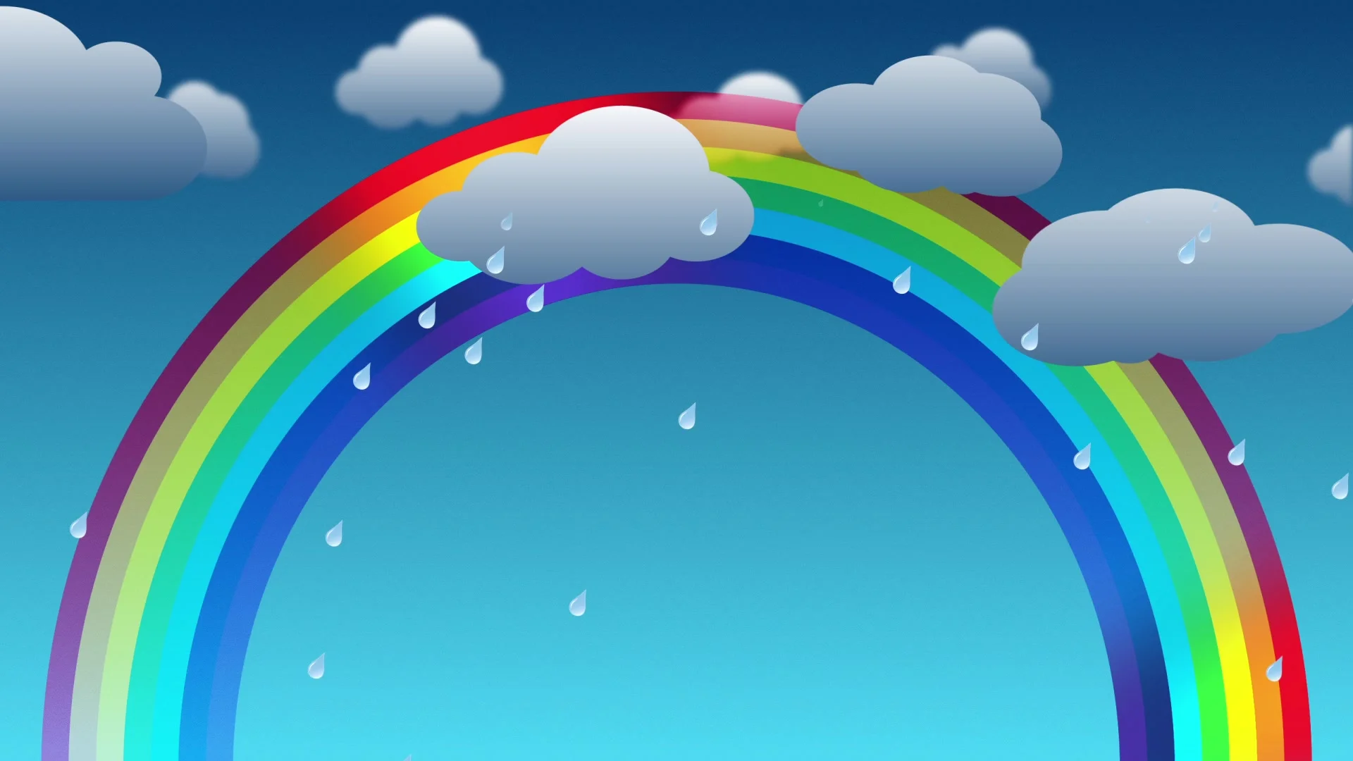 cartoon rainbow background, clouds, rain... | Stock Video | Pond5