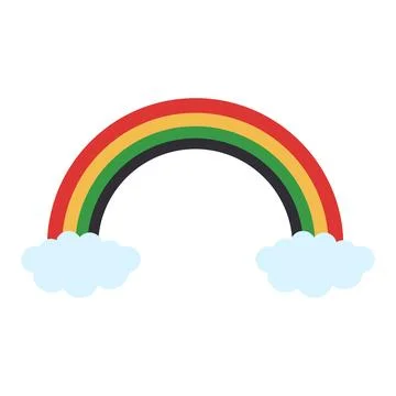 Cartoon Rainbow With Clouds Illustration Stock Illustration