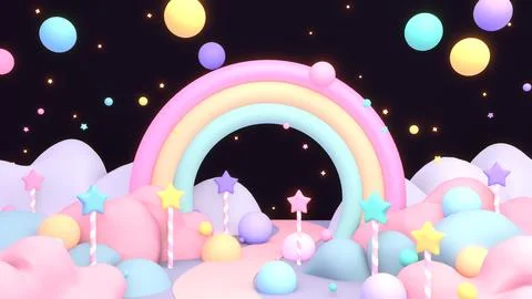 Cartoon rainbow land Stock Illustration