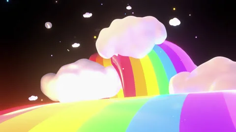 Cartoon rainbow road loop Stock Footage 296655232