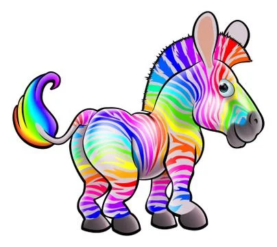 Cartoon rainbow zebra Illustrazione stock